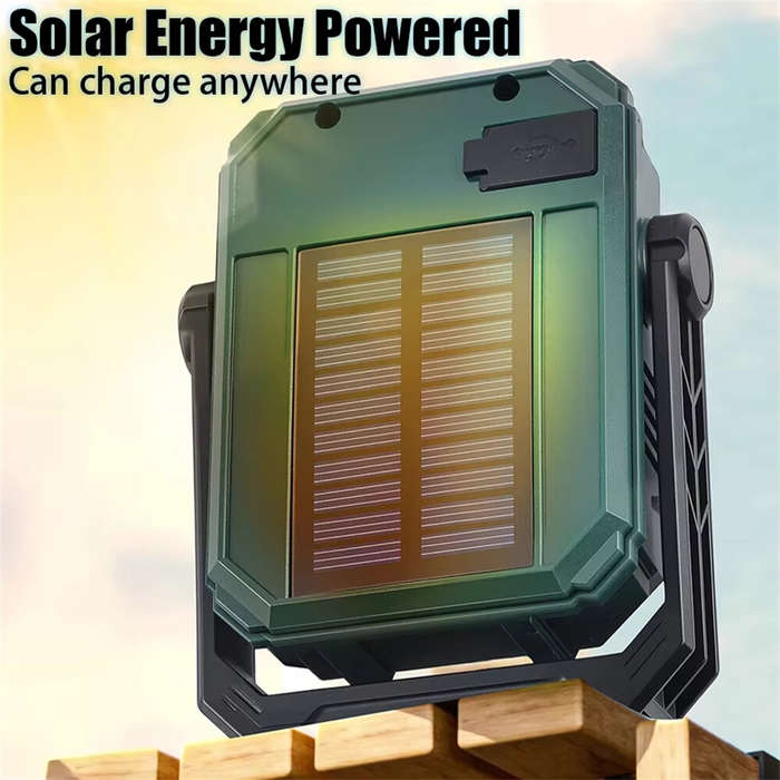 Grey - IPRee Solar Camping Lamp with Magnet & Adjustable Bracket 5 Modes Outdoor Waterproof Lantern