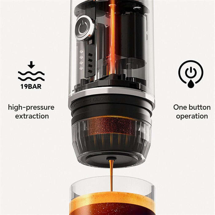 Black - Portable Coffee Maker, 19 Bar Wireless Espresso Machine, NS Pods and Ground Coffee Compatibl