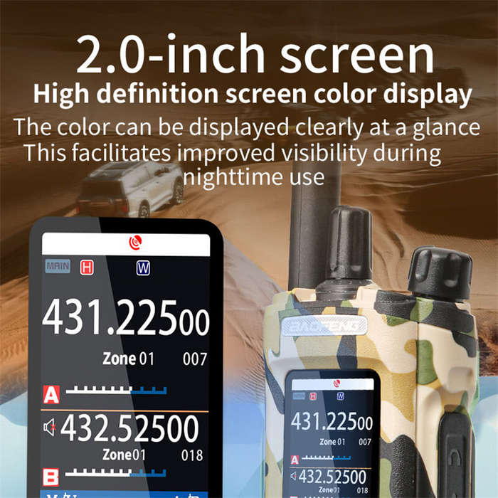 Army Green - Baofeng BF-UV32 GPS Walkie Talkie 10W Long Range Multi Band Bluetooth App 1000 Channels