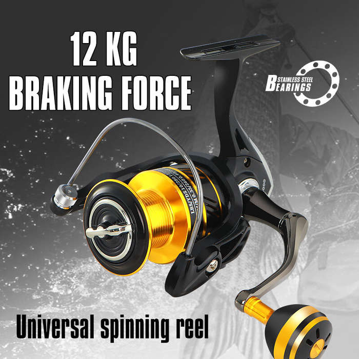 4000 - Spinning Metal Rod Fish Wheel 5.21 Gear Speed Ratio 12kg Braking Force Lightweight Sea Pole L