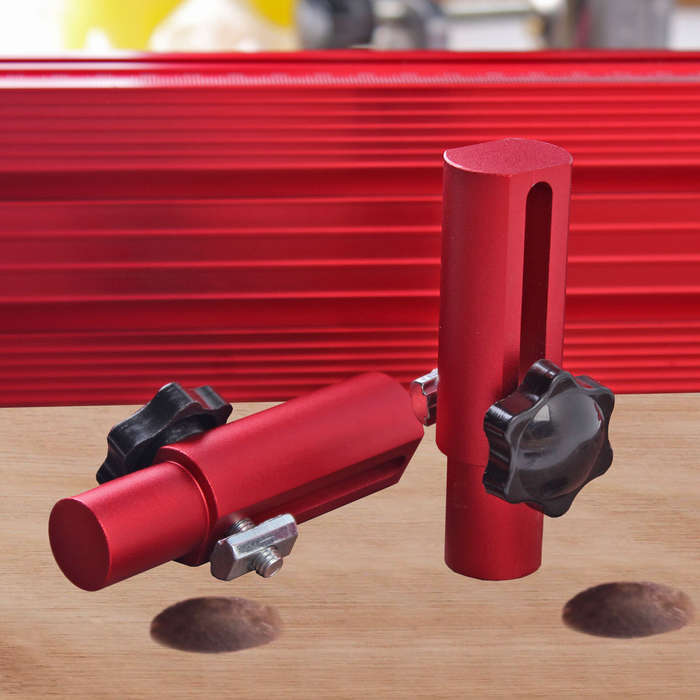 19mm - 2 Pack T-Track Hold Down Clamp 19mm/20mm Desktop Dog Hole Aluminum Fence Bracket Woodworking