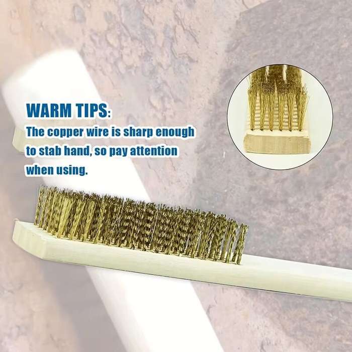 12 Pcs - 12pcs Heavy-Duty Copper Wire Brush Set-Effective Brush with Sturdy Handle for Paint Scrubbi