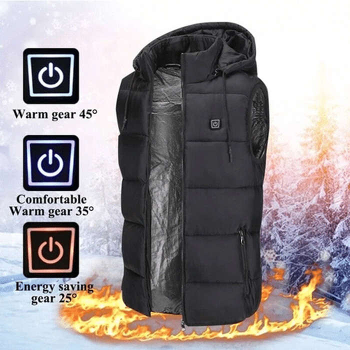 XL - TENGOO HV-02 Unisex 2 Places Heating Vest 3-Gears Heated Jackets USB Electric Thermal Clothing