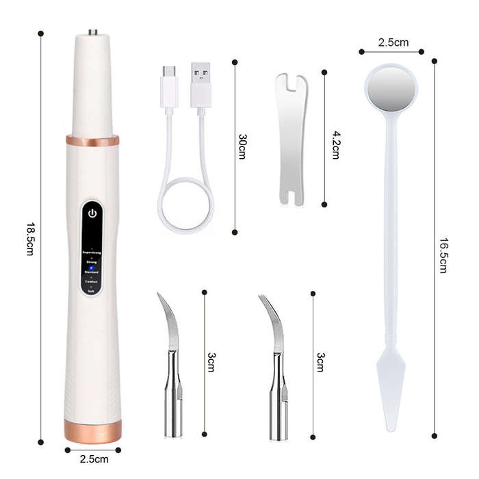 Black - Ultrasonic Electric Dental Tooth Cleaner Cleaning Oral Irrigator Kit for Teeth Stains Plaque