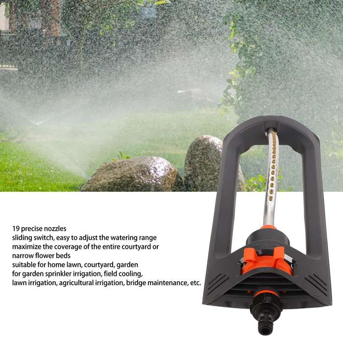 Grey - Automatic Oscillating Sprinkler 19 Hole 4 Modes Lawn & Garden Essential Watering System Irrig