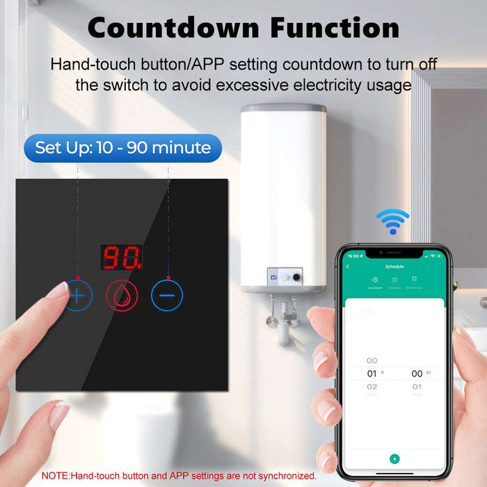 Black - Smart WiFi Water Heater Control Device 20A High Power Compatible with Alexa Voice Control Ti