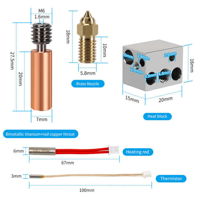 #1 - KINGROON For Anycubic Kobra 2 Series Hot End Kit Brass Nozzle Aluminum Block High-Temperature R