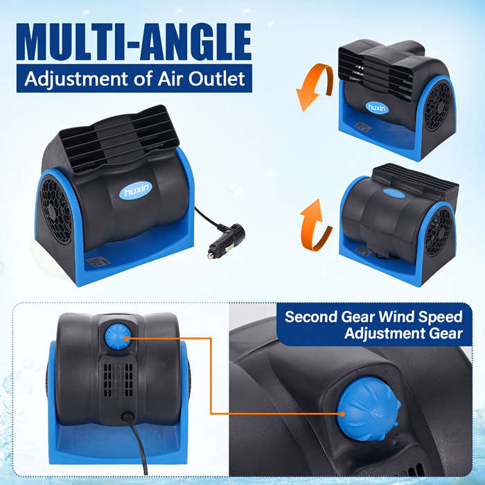 Black - 12V Universal Car Bladeless Air Conditioning Fan Car Silent Electric Fan Adjustable Speed Tu