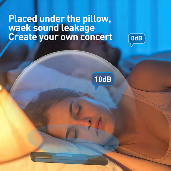 White - Under Pillow bluetooth Speaker Pocket Bone Conduction Sound Box HiFi Stereo LED Digital Disp
