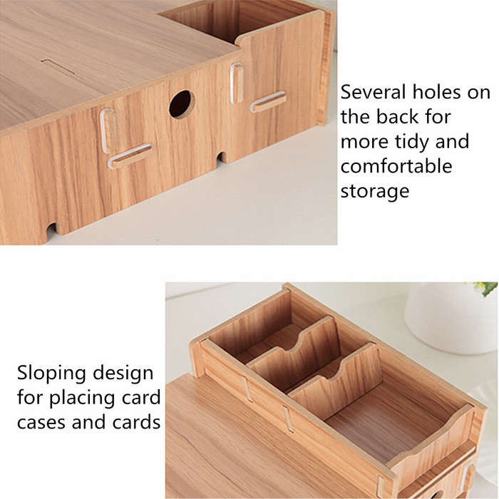 Black - Wooden Monitor Bracket Stand Desktop Storage Shelf Laptop Stand Computer Screen Rack Desk PC