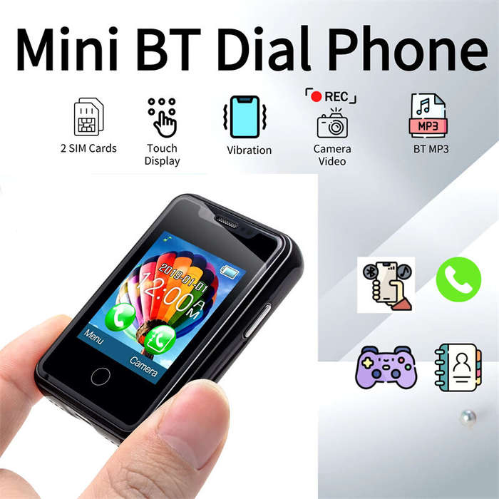 White - 8XR Mini 2G GSM 1.77 Inch Dual SIM Cards 480mAh Touch Control Vibration Function bluetooth D
