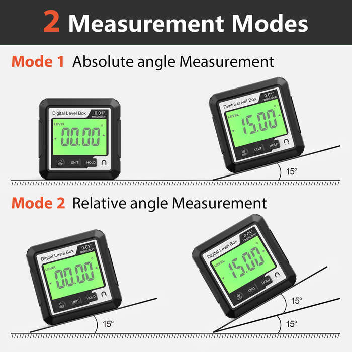Red - 360 Digital Level Angle Gauge Mini Measuring Protractor Inclinometer with Electronic Magnetic