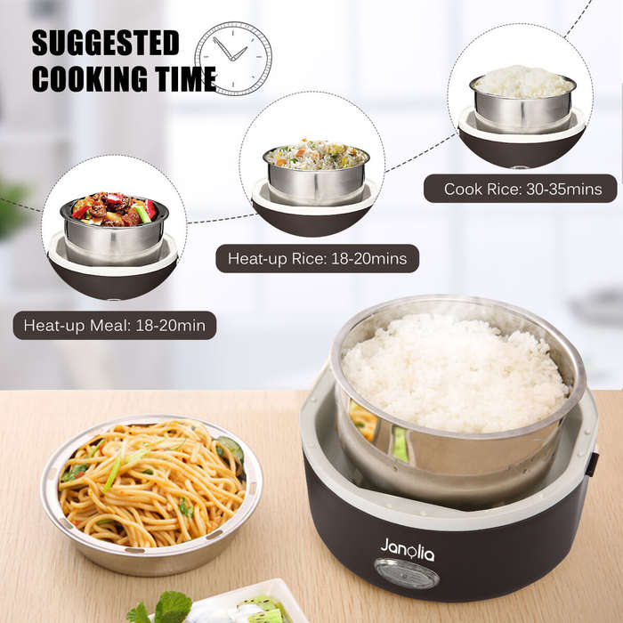 Janolia 1.3L 200W Portable Electric Lunch Box Food Warmer with Removable Stainless Steel Container E