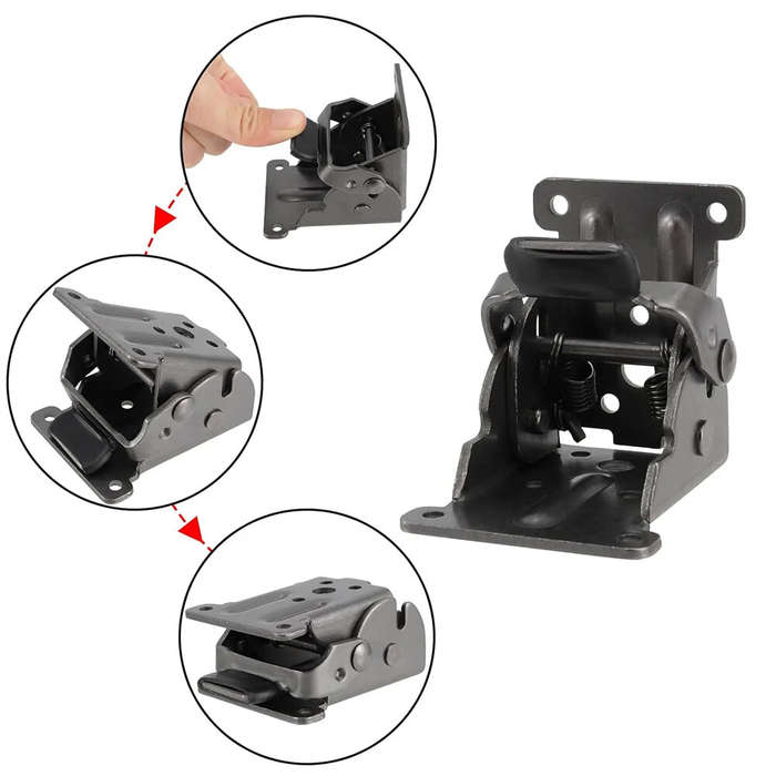 Black - Folding Self Lock Bracket Locking Hinge Steel Plate 90 Degree Heavy Duty Table Bed Leg Suppo