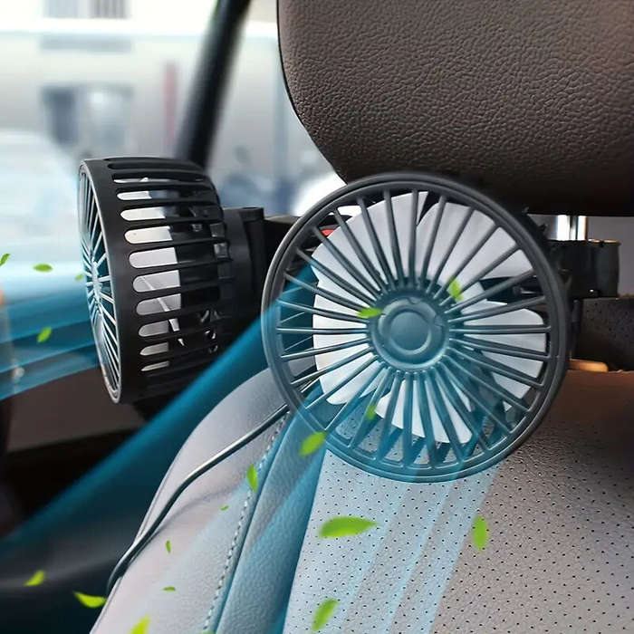 Black - Car Fan 360 3-speed Car Seat Back Cooling Fan USB Charge Dual Head Fan Adjustable Rotation N