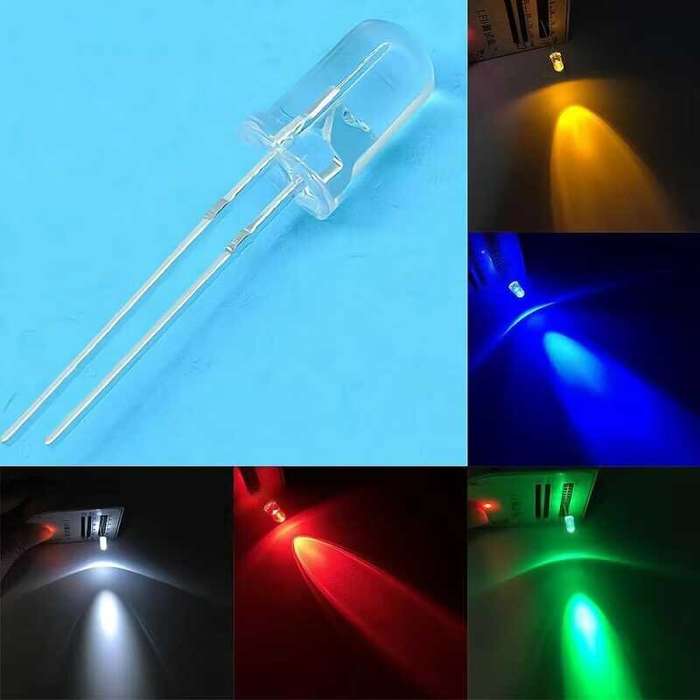 1000PCS - 1000PCS 5 Colors 5mm LED Lamp Bead Bubble LED F5 Red Green Yellow Blue White Straight Into