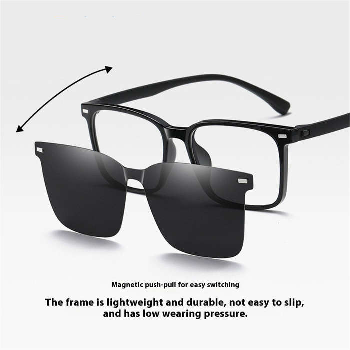 Black - Magnetic Sunglasses for Men Women Fashion Square Lightweight Outdoor UV400 Sunshade Fishing