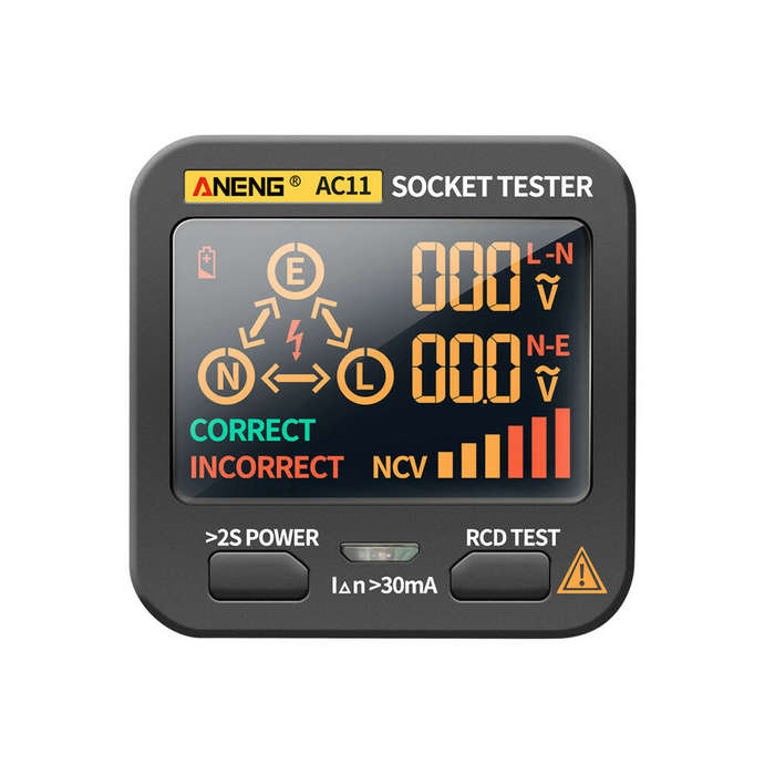 AU Plug - ANENG AC11 LED Screen Muti-function Socket Tester Phase Meter Phase Polarity Tester 0.1V~2