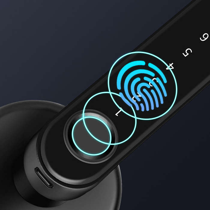 Black - Smart Electronic Door Lock Fingerprint Password Key Unlock 0.25S Fast Response Long Battery