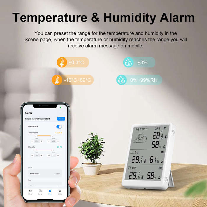 Kit - Tuya WiFi+RF433 Temperature & Humidity Sensor Sets Screen Display Monitor Main Sub devices Kit