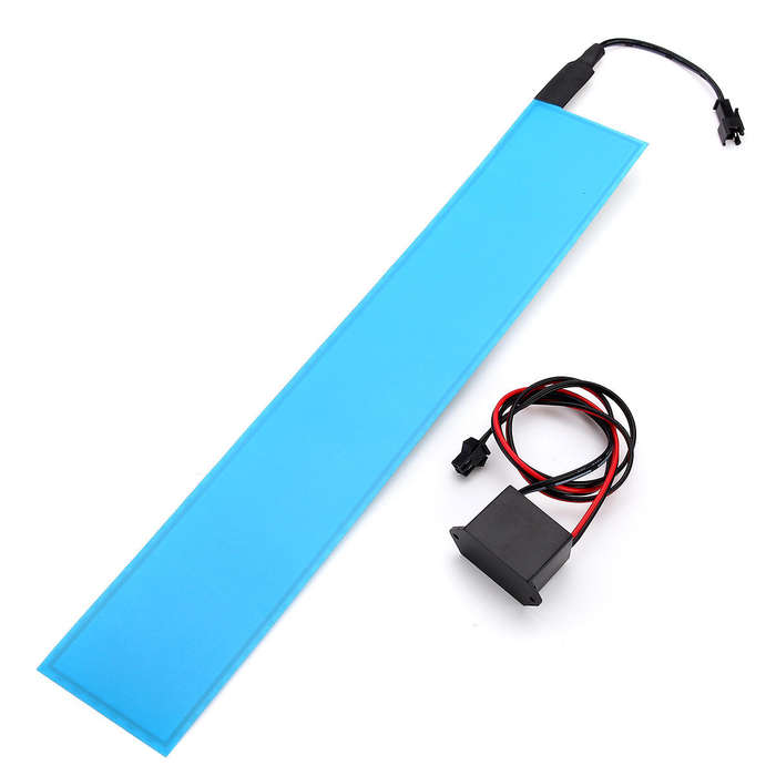 Blue - 12x2 Inch 12V Flexible Electroluminescent Tape EL Panel Backlight Decorations Light with Inve