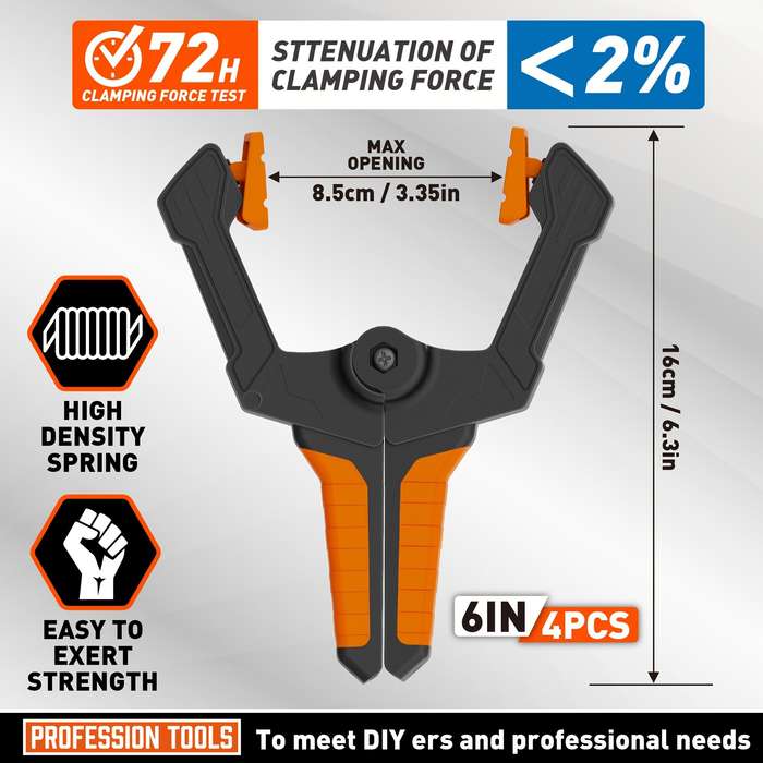 4 PCS - 4PCS 6 Inch Heavy Duty Plastic Spring Wood Clamps with with 30Lbs Powerful Clamping Force fo