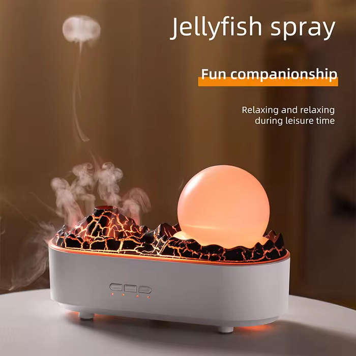 White - Volcano Humidifier Household Large Fog Desktop Creative Ornaments Bedroom Night Light Home A