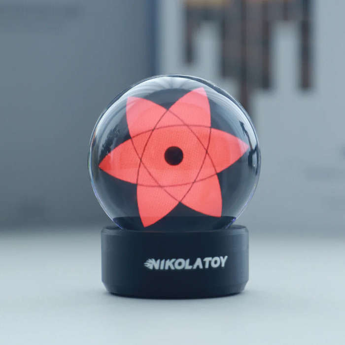 Black - NIKOLATOY Kaleidoscope Sharingan Crystal Ball Rechargeable LED Music Rhythm Display Desktop