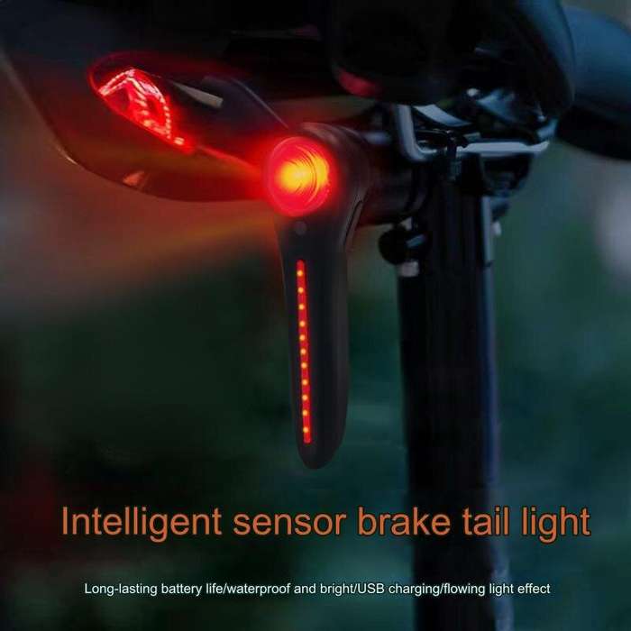 Black - BIKIGHT Smart Brake Sensing Bike Taillight Light Sensing Rear Light 6 Lighting Modes IPX6 Wa