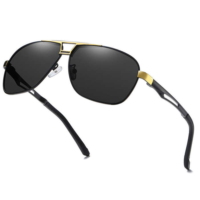 Black - Aluminum Mg Fashion Polarized Sunglasses for Men Pilot Driving Classic UV400 Protection Sun