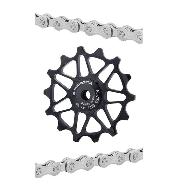 14T - MEROCA 12/14T Bicycle Ceramic Pulleys Lightweight Aluminum Alloy Smooth Speed Change Bike Rear