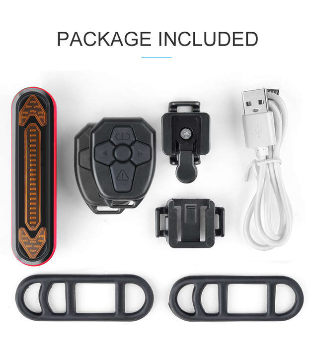 Red - Bicycle Light USB Rechargeable Tail Light Warning Bike Rear Light Smart Wireless Remote Turn S