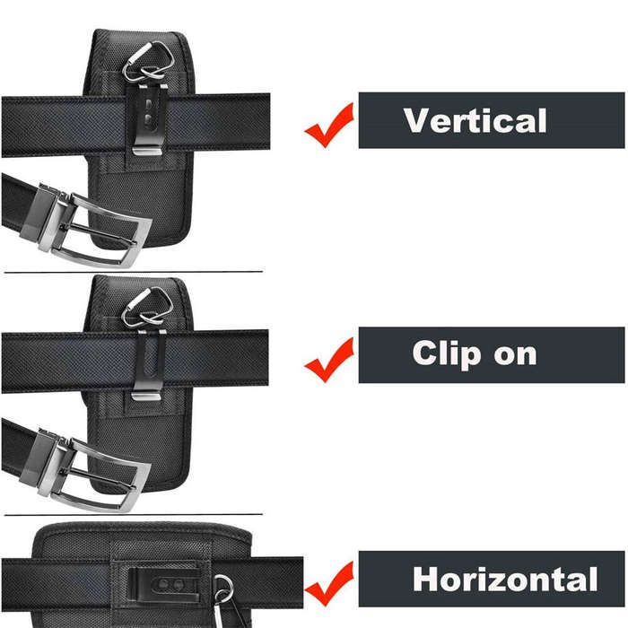 XXL - Vertical 5-7.5 inch Phone Holster Case Waist Bag with Belt Clip Portable Nylon Pouch Cover L-X