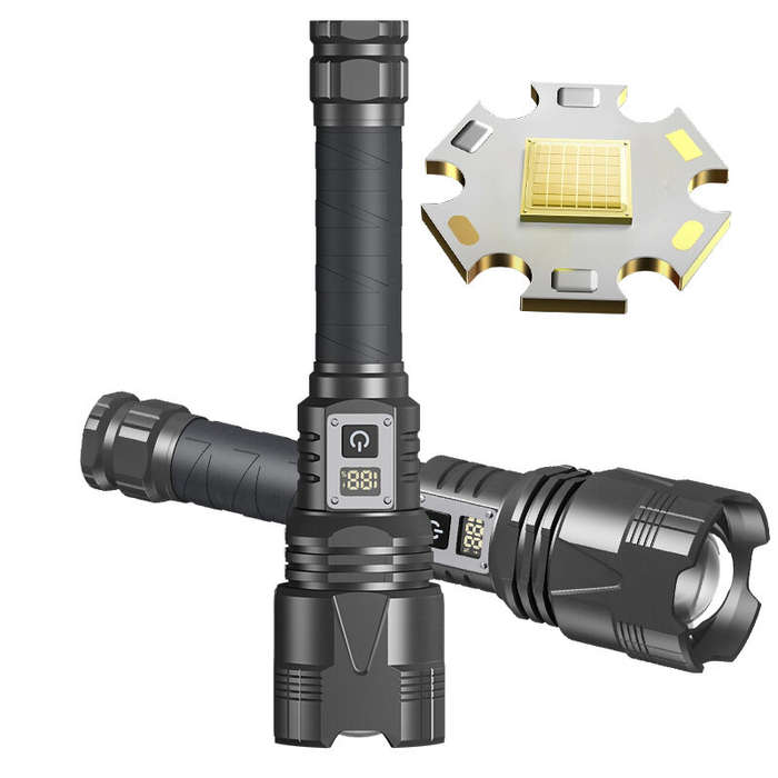 Black - XHP360 6000LM Strong Light LED Flashlight TYPE-C USB Digital Battery Display Highlight Stron