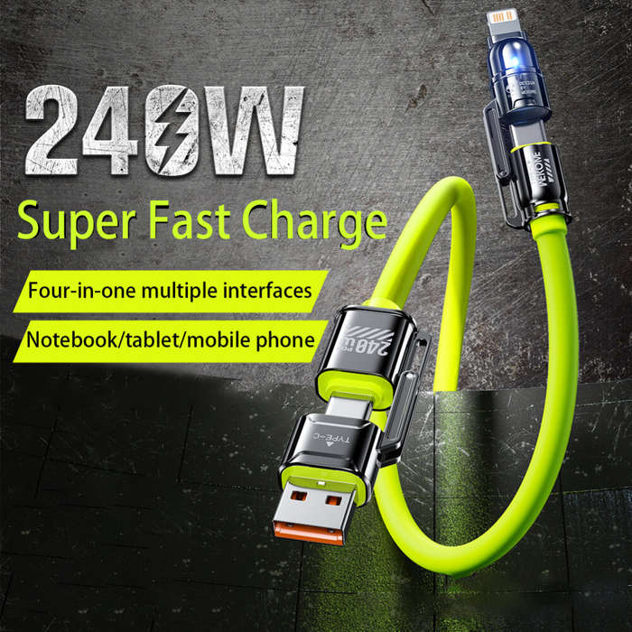 Grey - WEKOME WDC-51 240W USB-A/USB-C to USB-C/iP Cable PD Fast Charging Data Transmission Copper Co