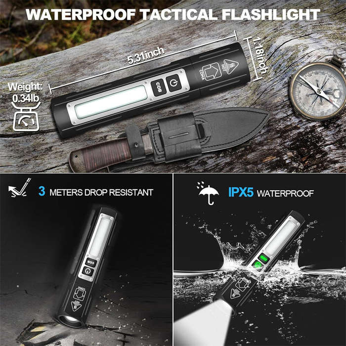 Black - BIKIGHT Rechargeable Flashlights Super Bright Small Pocket Magnetic Flashlight, 8 Modes LED