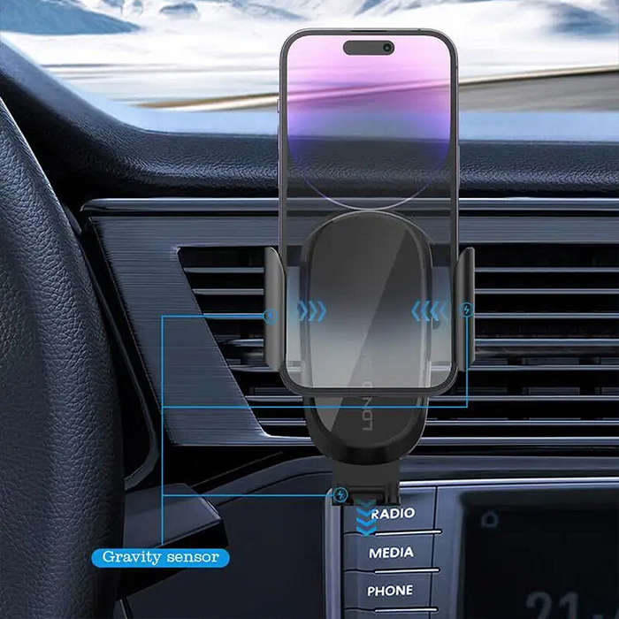 Air Vent - LDNIO MV21 15W Wireless Charger Car Phone Holder Grip Mobile Clamp Stand Retractable Base