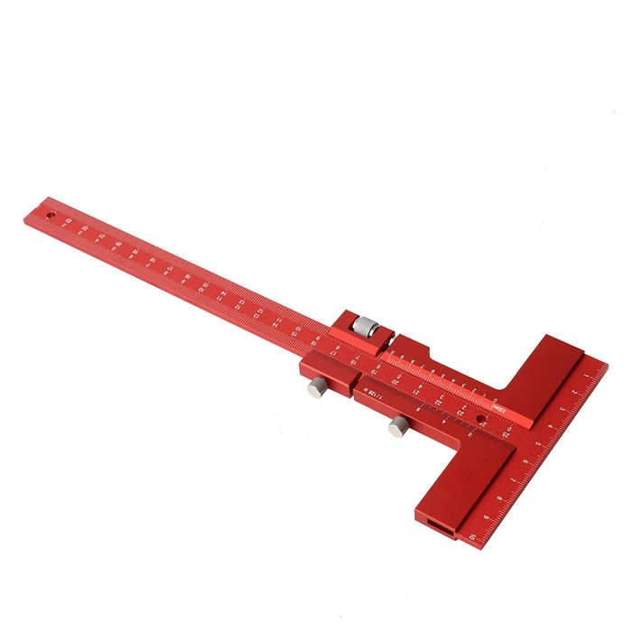 Red - Woodworking Scriber Gauge Aluminum Alloy Sliding Marking Gauge T-Square Scribing Measuring Mar