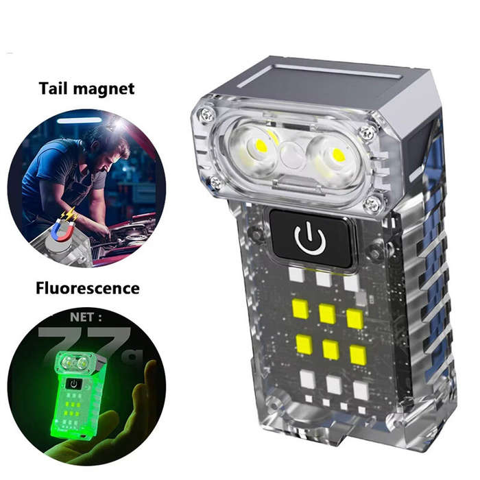 White+UV LED - 90 Rotatable Dual Light Source Mini LED Flashlight with UV Light COB Sidelight Fluore