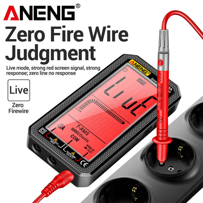 Red - ANENG 620A Smart Multimeter 6000 Counts AC/DC Voltage Current Resistance Capacitance Frequency