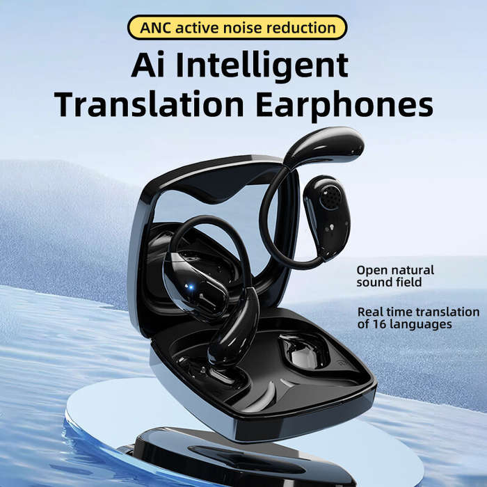Black - K5 AI Smart Translation Earphones bluetooth 5.4 Earbuds 16.2mm Large Drivers HiFi Bass Sound