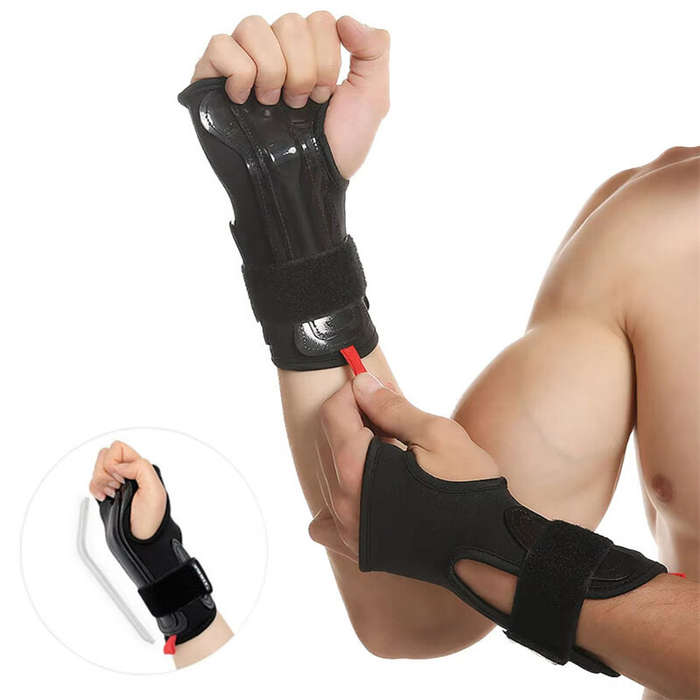 S - AOLIKES 1 Pair Adjustable Sport Wrist Guards Roller Skating Snowboard Ski Wrist Guards Steel Pla