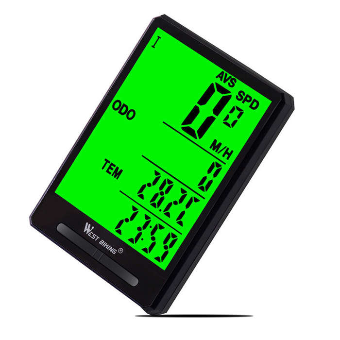 Black - WEST BIKING Wired Bicycle Computer 2.8 Inch Large Screen LC Backlight Waterproof Speedometer