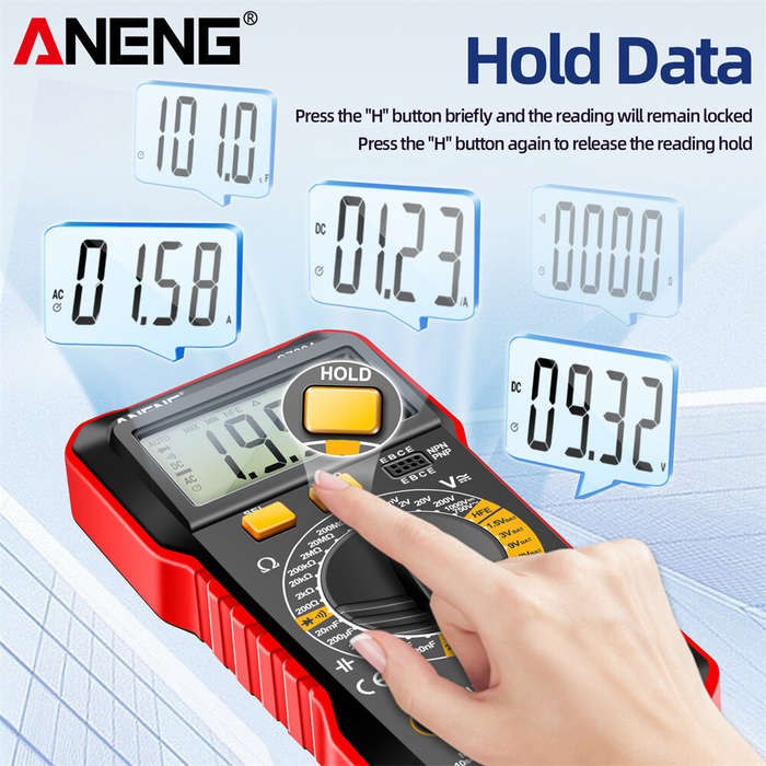 Red - ANENG SZ304 Digital Multimeter, ABS Body, Accurate Measurement of Voltage Current Resistance C