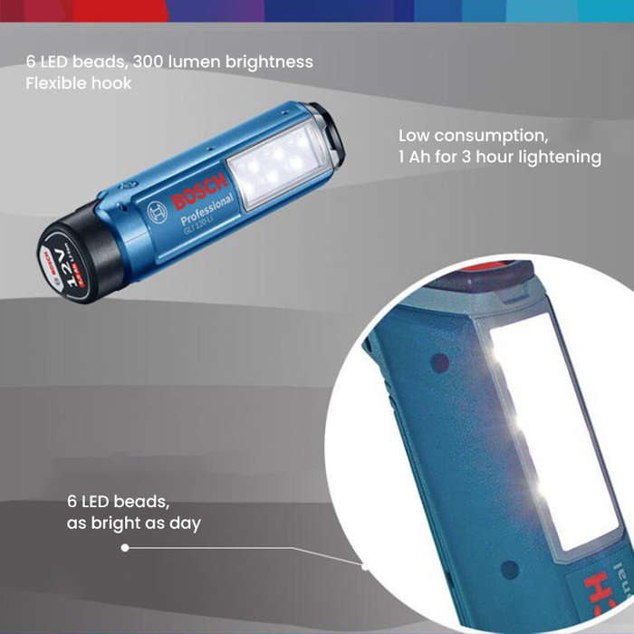 Without Battery - GLI120-LI Professional Cordless LED Torch 12V Rechargeable 6 LED Lights 300 Lumens