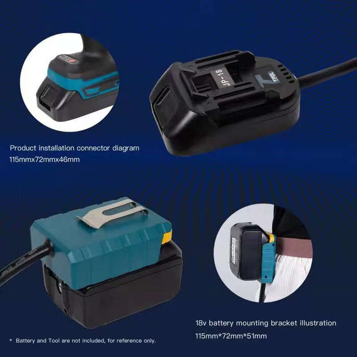 Dewalt Adapter - 1.5m EU Plug Battery Extension Cord Tool Suitable for Makita for DeWalt 18V Lithium