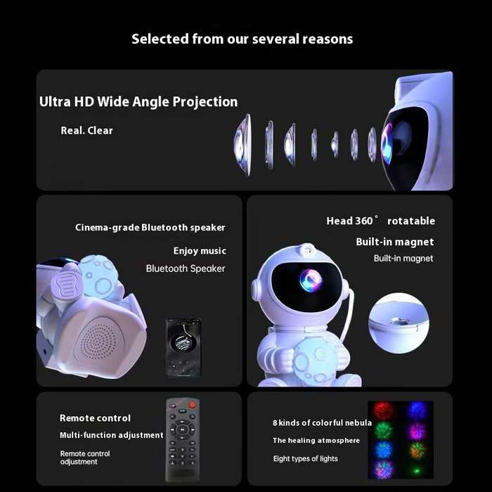 #2 - LED Astronaut Projection Lamp With Bluetooth Speaker Rocket Astronaut Starry Sky Lamp Atmospher