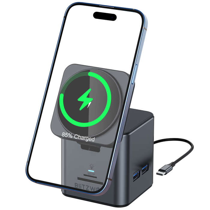 9 in 1 - BlitzWolf BW-TH17 9 in 1 Type-C Docking Station Magnetic 15W Wireless Charger Stand USB-C H