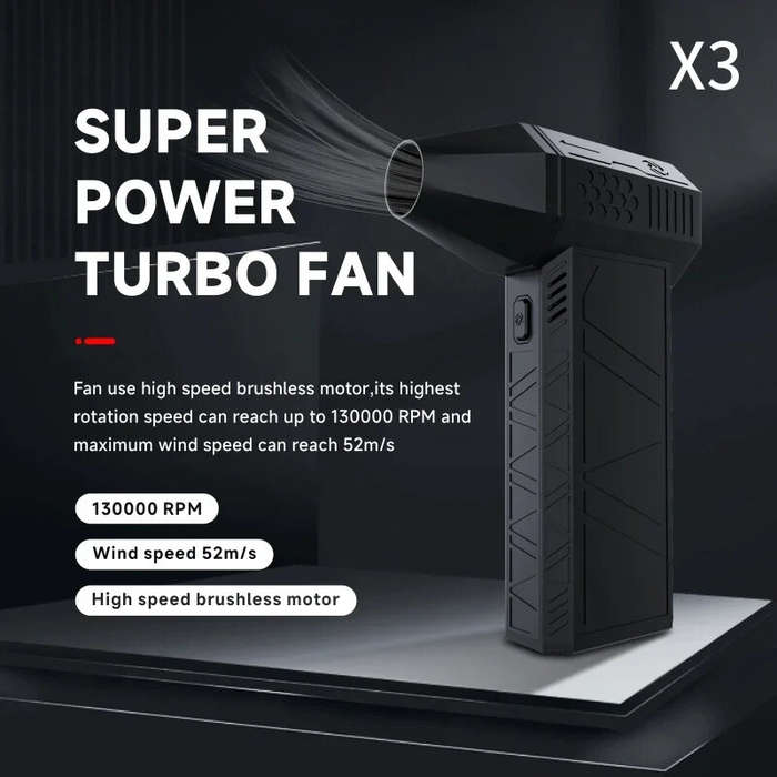 X3 Turbo Power Fan Handheld Brushless Motor 130000rpm Third Generation Violent Blower Mini Turbo Fan