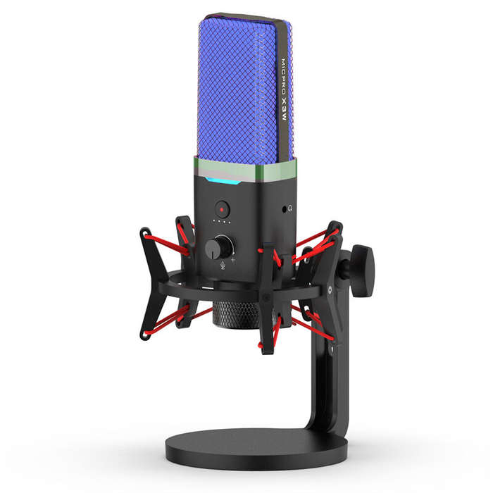 Black - X3W Dual Mode Wireless RGB Gaming Microphone Intelligent Noise Cancelling Condensor 2.4G Wir